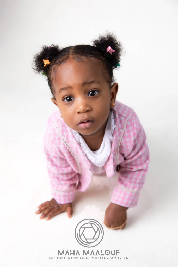 Baby girl portrait during an at-home family photography session